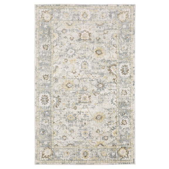 Woven Trends Waver - WIN06 - Vintage Inspired Style, Floral Pattern, Pet & Family Friendly, Living Room, Dining Room, Office, Handmade Low Pile Wool Area Rug in Ivory - 6' x 9'