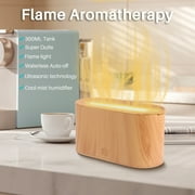 BCOOSS Essential Oil Diffuser Aromatherapy Aroma Air Diffuser with Flame Light, Wood Grain