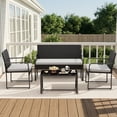 thumbnail image 6 of Wicker Outdoor Conversation Set with Glass Top Table, Patio Seating Furniture for Yard, Lawn and Poolside, Grey, 6 of 11