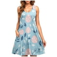 thumbnail image 2 of Staron Robe d'Été Sans Manches pour Femmes, Maillot de Bain, Robe de Plage Décontractée, Vacances, Poches, Col Rond, Imprimé Floral, Rose, G, 2 of 5
