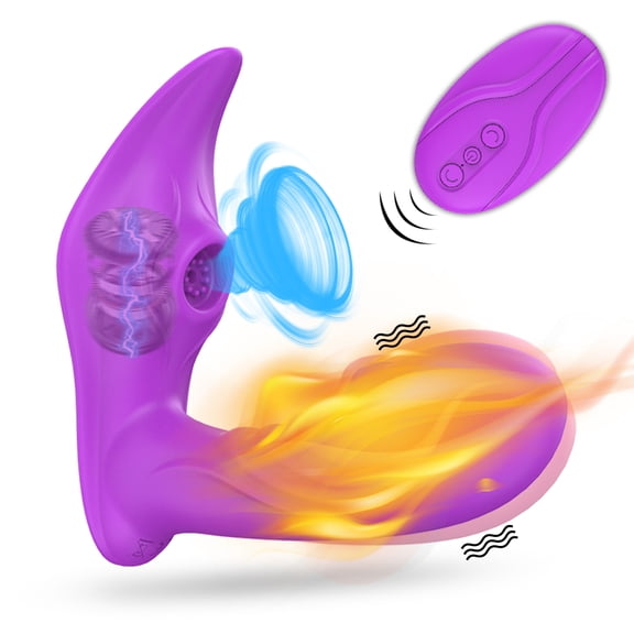 XBONP G-spot Vibrators with Remote Control, Wearable Panties Vibrator Heating Sucking Licking Vibrator Sex Toy, Purple