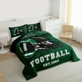 thumbnail image 3 of Manfei Ensemble de Douillette Grand de Style Moderne Rugby City pour Ado, Ensembles de Literie à Imprimé Soccer Vert, Ensemble de Douillette Réversible pour Amateur de Sports de Soccer, Déco de Chambre Super Douillette, 3 Pcs, 3 of 6