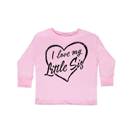 

Inktastic I Love My Little Sis in Black Chalk Heart Gift Toddler Boy or Toddler Girl Long Sleeve T-Shirt