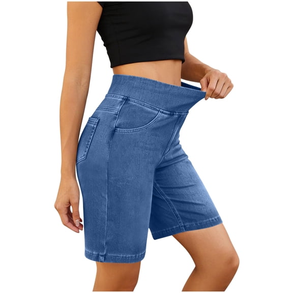 Bosfbaoi Jean Shorts For Women High Waisted Stretch Denim Bermuda Womens Shorts Casual Straight Leg Jean Shorts Summer Shorts For Women