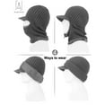 thumbnail image 6 of Gustave 2 In 1 Men Winter Warm Balaclava Beanie Hat with Fleece Lining Zipper Neck Scarf Warmer Ear Protector Knitting Stripes Hat and Scarf Conjoined Set "Gray", 6 of 9