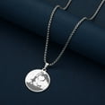 thumbnail image 2 of Coraline Inspired Silhouette Necklace Stainless Steel Engraved Circle Charm Jewelry, 2 of 4