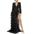thumbnail image 2 of PNTUTB Women's Fashion Solid Color Multi-Layer Tulle Lightweight High Slit Asymmetrical Ankle Length Skirt, 2 of 6