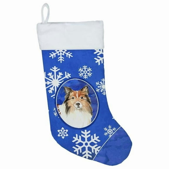 Sheltie Winter Snowflakes Christmas Stocking