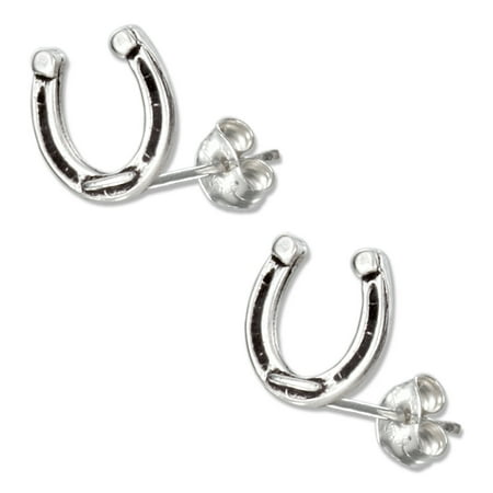 Jewelry Mini Post Earrings - STERLING SILVER MINI HORSESHOE EARRINGS ON STAINLESS STEEL POSTS AND NUTS