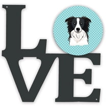 Carolines Treasures BB1179WALV Checkerboard Blue Border Collie Metal Wall Artwork LOVE 12X12 multicolor