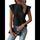 thumbnail image 3 of Tops Texturizados de Corta para Mujer, Cuello Redondo, de Punto, Elegantes, Informales, Básicos, Camisetas Sin Mangas, Corte Entallado de Verano, Color Negro, Talla XXL, 3 of 8