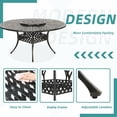 thumbnail image 3 of MEETWARM Outdoor 61" Round Patio Dining Table with Detachable Lazy Susan, All Weather Cast Aluminum Large Patio Furniture Table Set for 8 Seat with 24" Rotating Tray, Umbrella Hole, Dark Bronze, 3 of 9