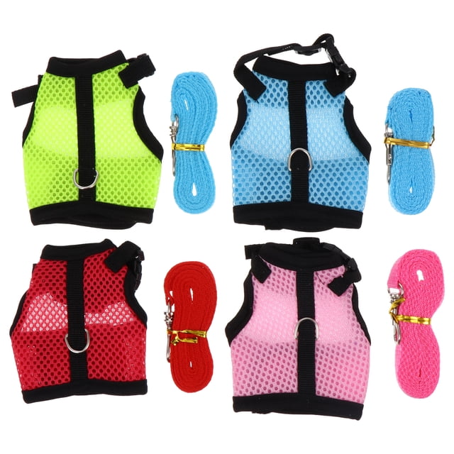 4Pcs Rabbit Hamster Cool Mesh Vest Harness with Leash for Outdoor Walking