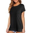 thumbnail image 3 of Langwyqu Summer Short Sleeved Women Crewneck Casual Basic T-Shirt, 3 of 5