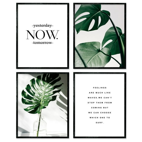 Botanical Prints Posters Wall Decor 8x10 Canvas Prints Unframed Set of 4, Motivational Wall Art Prints Poster