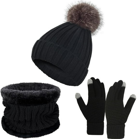 Winter Hat Scarf Gloves Set for Women – Stylish 3-Piece Thermal Accessories with Touchscreen Fingers, Cozy Warmth & Versatile For Outdoor & Holiday Wear