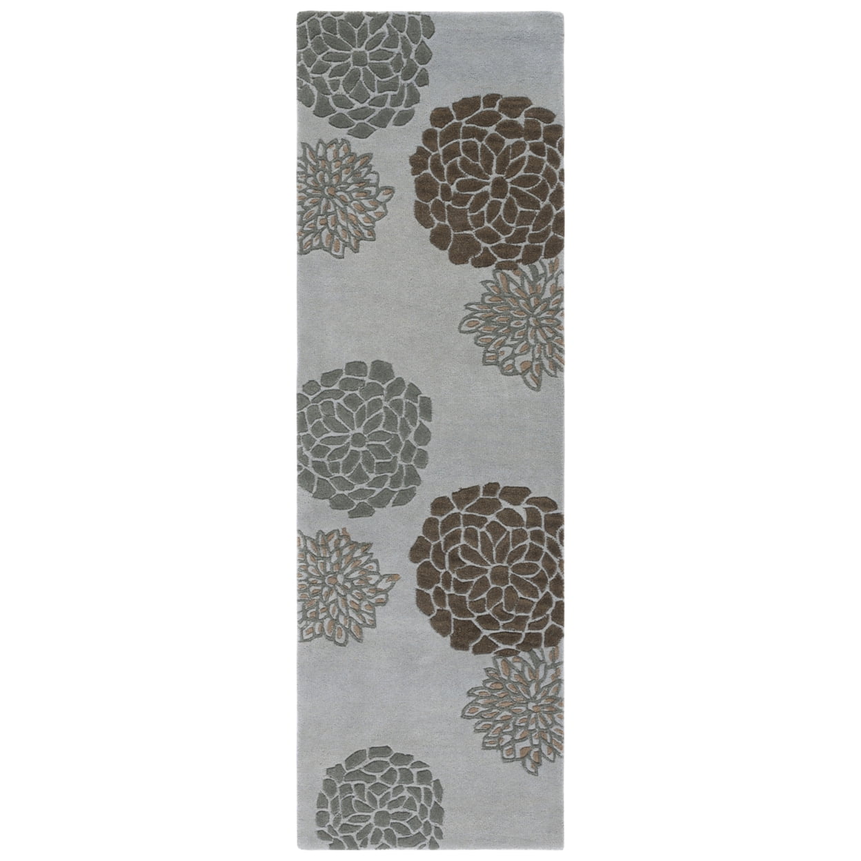 SAFAVIEH Soho Brisbane Floral Wool Runner Rug, Light Grey, 2'6" x 14'