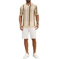 thumbnail image 2 of Men's Hollow Knit Polo Shirt V Neck Short Sleeve Golf Polo Shirts L Khaki, 2 of 5
