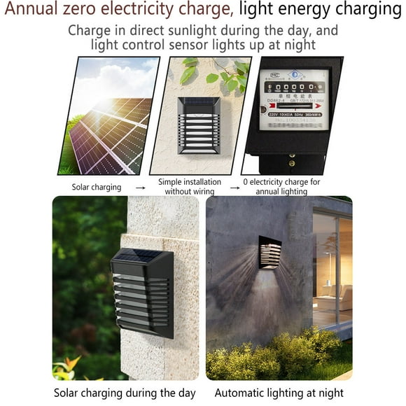 Solar Wall Light IP54 Waterproof Atmospheres Wall Night Light Brightness Lamp Garden Landscape Lighting Tool for Patio Park Street Balcony Type 1
