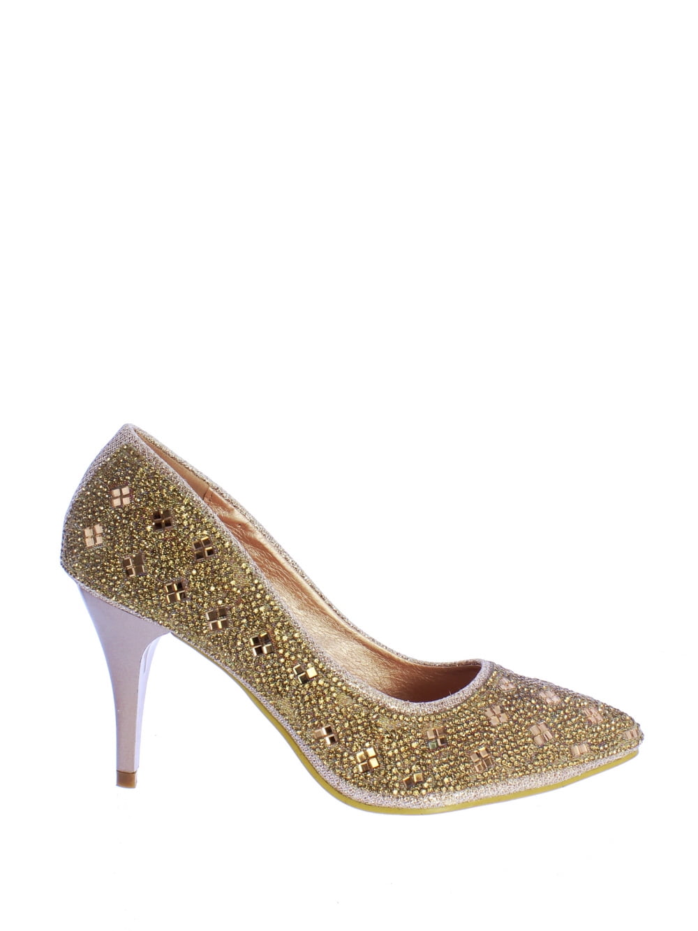 Divine Rosario-01 Dressy Rhinestone Low Heel in Rosegold