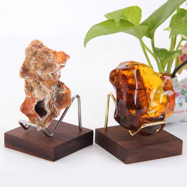 Soporte de Exhibición de Base de Madera de 4 Piezas para Decoración de Hogar Mineral de Piedras Preciosas Hugo expositor de minerales