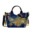 thumbnail image 1 of Sac Bandoulière Rétro à Perles avec Broderie de Paon pour Femme, Grand Sac à Main en Toile, 1 of 9