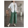 thumbnail image 2 of Pyhlmscde Linen Women Summer Lightweight Casual One Button Linen Work Jackets Lapel 3/4 Sleeve For Women Trendy, womens blazers for work casual, womens blazers dressy casual, jackets for women, 2 of 3