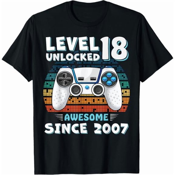 18 Year Old Decorations Girls Boys 2007 18th Birthday Girls Boys Funny Gifts Crew Neck Short Sleeve T-Shirt