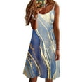 thumbnail image 1 of ORQ Women V-Neck Marble Flower Print Sleeveless Strap Dress, 1 of 6