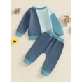 thumbnail image 4 of Suealasg Baby Boys Fall Outfits Set 6M 1T 2T 3T Toddler Boys Long Sleeve Sweatshirt and Sweatpants 2Pcs Casual Contrast Color Tracksuit Clothes for Kids Boys, 4 of 7