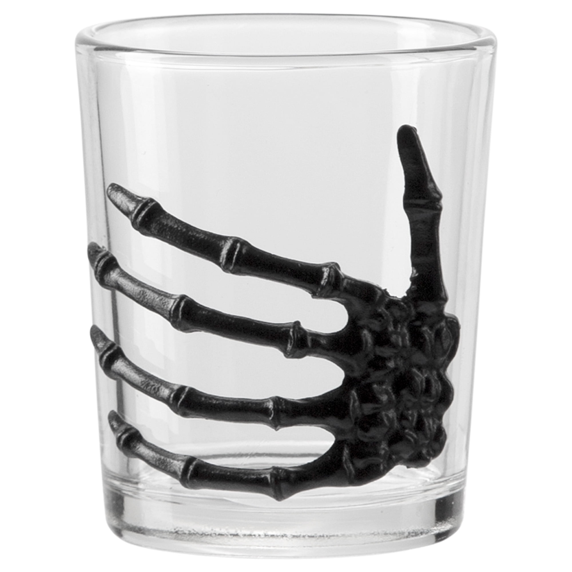 WAY TO CELEBRATE! Way to Celebrate Clear Shot Glass, 3 oz. with Black Skeleton Hand