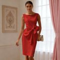 thumbnail image 4 of Quixlent Women Sleeveless Bodycon Dress Ruched Bow Tie Side Slit Midi Dress Lady Formal Cocktail Party Work Dress, 4 of 8