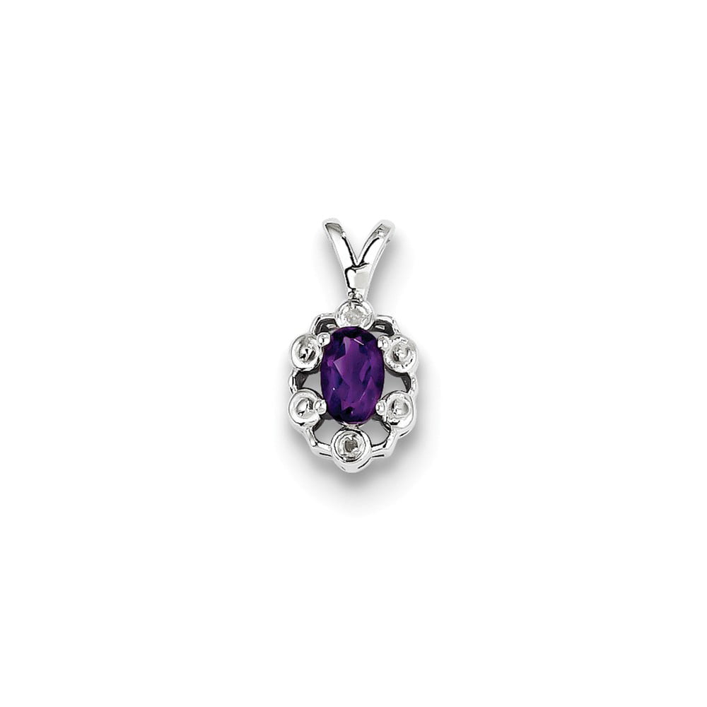 Sterling Silver Amethyst and Diamond Pendant - .010 dwt .45 cwt