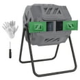 thumbnail image 2 of Outsunny Tumbling Compost Bin Outdoor 360° Dual Chamber Rotating Composter 43 Gallon, Light Gray, 2 of 9