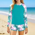 thumbnail image 3 of Two-Piece Swimsuit Set With Floral Print and Long Sleeves for Girls, Beach Swimsuit, UPF 50+ Sun Protection, Conservative Rash Guard and Bottom for Kids, 3 of 5