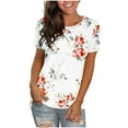 thumbnail image 2 of Fznquz Short Sleeve Tops for Women Floral Summer T Shirts 2025 Crewneck Casual White T Shirts for Women, 2 of 5