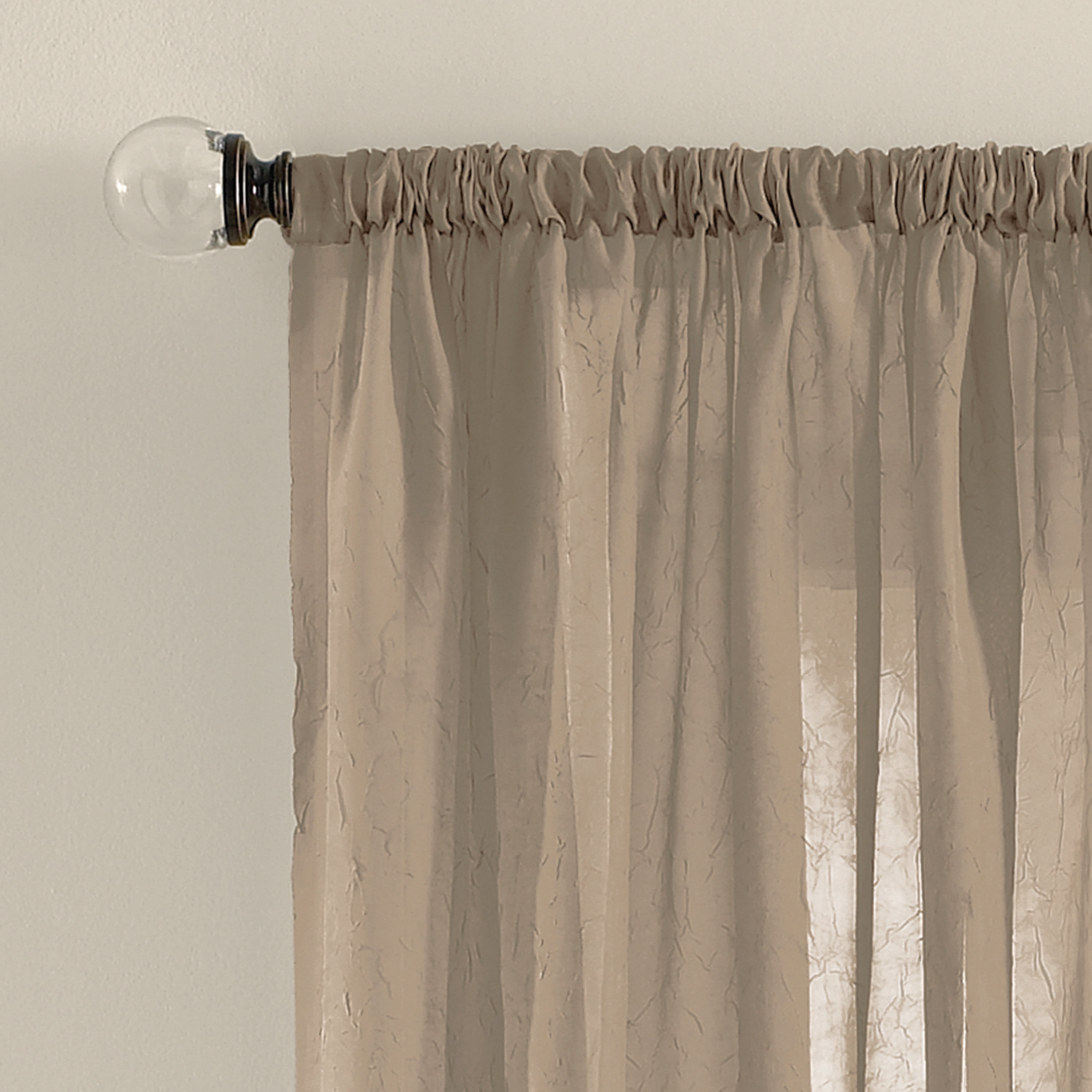 Better Homes & Gardens Crushed Voile Sheer Curtain Panel, 1 Panel, Clay Beige, 51"W x 95" L