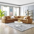 thumbnail image 1 of Modway Commix 5-Piece Down Filled Overstuffed Performance Velvet Sectional Sofa in Cognac, 1 of 5