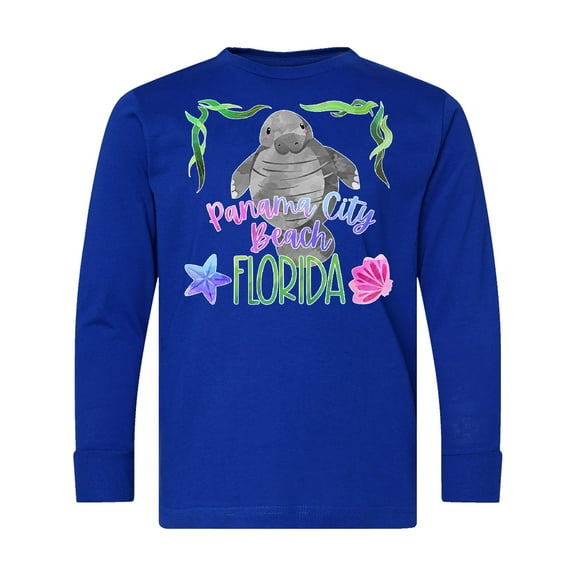 Inktastic Panama City Beach Florida Cute Swimming Manatee Long Sleeve Youth T-Shirt
