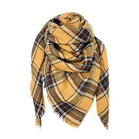

Dadaria Fall Scarf Women Autumn Fashion Pashmina Shawl Wrap Cape PlaidTassel Knitting Cardigan Scarf Yellow Women