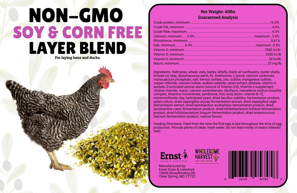Wholesome Harvest Non-GMO Soy Free-Corn Free Whole Grain Layer Mash, 40lb
