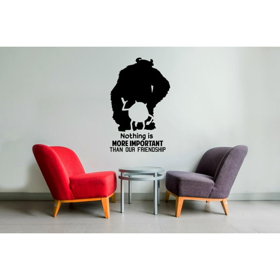 Nothing Is More Important Than Our Friendship - Monsters Inc Sully And Mike Wazowski Silhouette James Sullivan Vinyl Wall Decal Sticker Art Decoration Home Room Bedroom Classroom Size (40x24 inch)