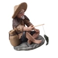 thumbnail image 1 of Figuras de pescador de simulación, Mini escultura, estatua de pescador para jardín de bonsái L Zulema Figuras de pescador, 1 of 8