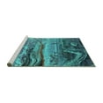 thumbnail image 2 of Ahgly Company Machine Washable Indoor Square Oriental Turquoise Blue Industrial Area Rugs, 6' Square, 2 of 4