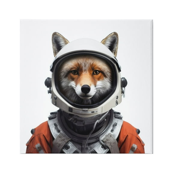 Stupell Industries Fox in Space Suit Animals & Insects Painting Gallery Wrapped Canvas Art Print Wall Art, 17 x 17