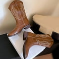 thumbnail image 6 of Dakaela Cowboy Boots for Women Mid Calf Western Cowgirl Booties Embroidery Square Toe Pull on Boots, 6 of 8