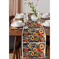 thumbnail image 4 of Orange Yellow Black Botanical Table Runner Cotton Linen 36 Inch Holiday Dresser Scarves, Spring Floral Modernism Tablerunner for Kitchen Coffee Dining Bedroom Dinner Scarf Décor 13''x36'', 4 of 9