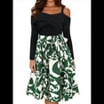 thumbnail image 2 of Vestido Floral de Corte A, Larga, Hombros Descubiertos y Corte Entallado para Mujer, y Otoño Verde S, 2 of 10