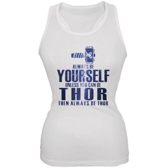 Always Be Yourself Thor White Juniors Soft Tank Top - Medium