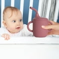 thumbnail image 3 of Coollooc Leak-Proof Baby Straw Cup, Silicone Training Cup with Straw & Handles, Silicone Sippy Cups, Spill Proof Toddler Cup, Non-slip Handle, Flow Control, Water Drinking Cup for Infants(Wine), 3 of 9